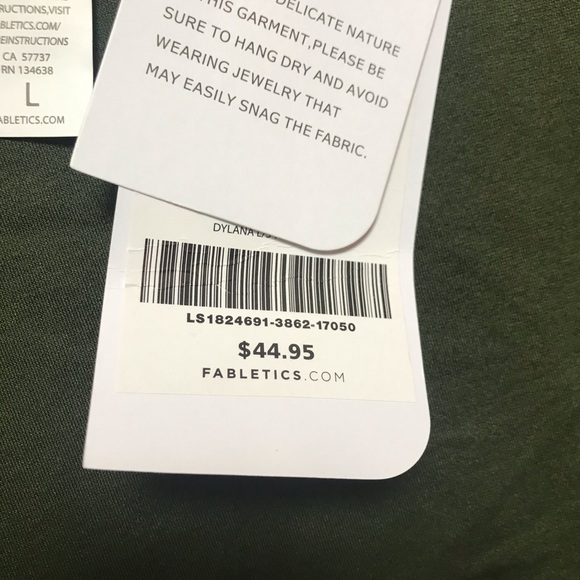 NWT fabletics olive green work out top - Picture 4 of 8